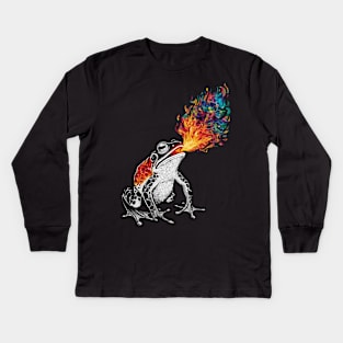 Fire Breathing Frog Kids Long Sleeve T-Shirt